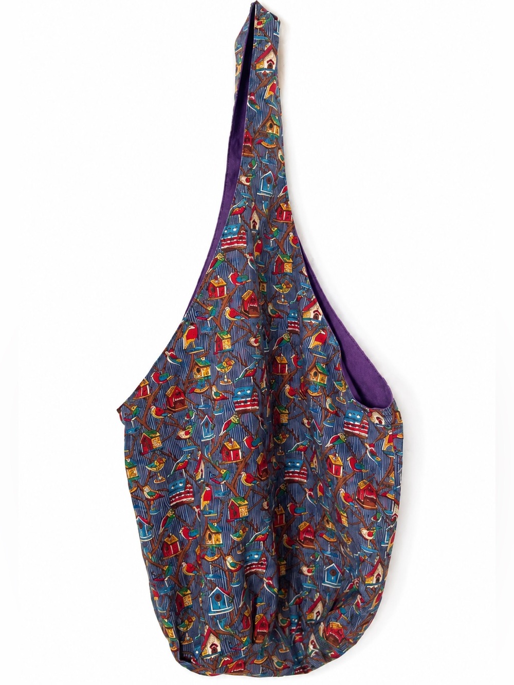Handmade Reversible Birdhouse Novelty Print Hobo Tote One-Strap Shoulder Bag